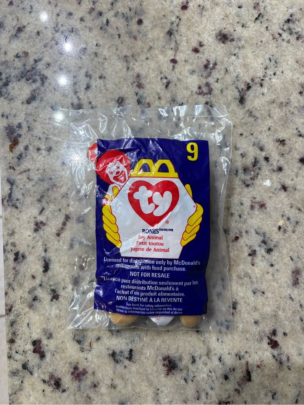 Sealed Bones McDonald's TY Beanie Baby Happy Meal Toy - Purple Pack (No. 9)